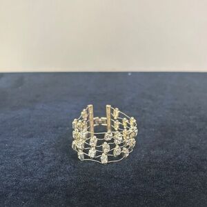 Sterling Silver Large Wide Crystal Bracelet
